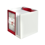 Календарь настольный  на 1 год с кубариком, белый с красным, 11х10х10 см, пластик