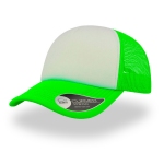 Бейсболка "RAPPER", 5 клиньев, пластиковая застежка, зеленый неон с белым, 100% полиэстер, 80 г/м2