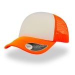 Бейсболка "RAPPER", 5 клиньев, пластиковая застежка, оранжевый неон с белым, 100% полиэстер, 80 г/м2