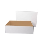 Коробка подарочная с лентой белой атласной, белый/бурый внутренний: 32,5х22,5х8,7 см, внешний: 35,5х24,5х9,7 см
