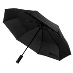 Зонт PRESTON складной с ручкой-фонариком, полуавтомат, черный, D=100 см, 100% полиэстер
