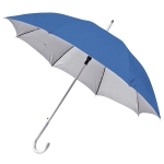 Зонт-трость с пластиковой ручкой "под алюминий" "Silver", полуавтомат, синий с серебром, D=103 см, 100% полиэстер