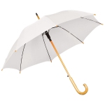 Зонт-трость с деревянной ручкой, полуавтомат, белый, D=103 см, L=90см, 100% полиэстер, шелкография