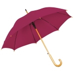Зонт-трость с деревянной ручкой, полуавтомат, бордовый, D=103 см, L=90см, 100% полиэстер, шелкография