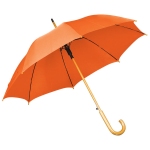 Зонт-трость с деревянной ручкой, полуавтомат, оранжевый, D=103 см, L=90см, 100% полиэстер, шелкография