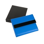 Футляр для карт, 20 кармашков, синий, 10,7х8,5х1,8 см, иск. кожа, металл
