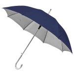 Зонт-трость с пластиковой ручкой "под алюминий" "Silver", полуавтомат, темно-синий с серебром, D=103