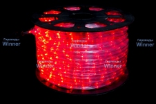 Дюралайт 3-жилы, LED 100 м, Красный, 10,5 мм, 24 л/м, кратность резки 2 м