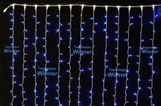 Занавес-ПВХ 210 LED Синий, 2х1,5м, Flash-w, пров. белый, ? 2 мм, 14 нитей, расстояние 13 см, соединяется, IP54