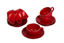 Porland Набор чайных пар 250 мл Сизонс (12 предметов), красный POR0069
