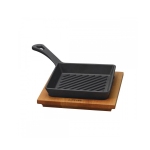 Сковорода для мини гриля квадратная на деревянном подносе 16x16cm. LV ECO P GT 1616 K4