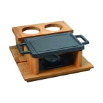 Блюдо для горячего прямоугольное и деревянная подставка 22x15cm. (не ивключает горелку) LV ECO HP 2215 T13 K44