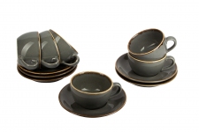 Porland Набор чайных пар 250 мл Сизонс (12 предметов), тёмно-серый POR0030