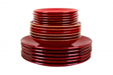 Porland Сервиз столовый Сизонс, 18 предметов ( 6 обеденных тарелок 28 см; 6 десертных тарелок 18 см; 6 глубоких тарелок 500 мл, 21 см ) красный POR0066
