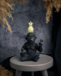 Статуэтка "Обезъяна с ананасом", полимер. Цвет черный/золотой, 7x6xh13см 718813