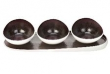 Набор из 4 прдеметов: 1 овальная тарелка 38,5X14,5см и 3 соусника D12XH7.2см 7296385