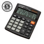Калькулятор настольный Citizen SDC-812NR, 12 разрядов, двойное питание, 102*124*25мм, черный, SDC-812NR