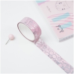 Клейкая лента декоративная MESHU "Pink elegance", 1,5см*3м, MS_36869