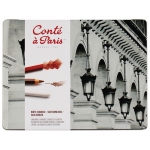 Набор карандашей для набросков Conte a Paris, 6 каран., 12 мелков, 1 клячка, 2 тортиллона, металл. коробка, 2185