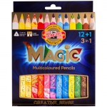 Карандаши с многоцветным грифелем Koh-I-Noor "Magic", 12цв.+ карандаш-блендер, утолщенные, заточен., картон, европодвес, 3408013001KSRU