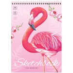 Скетчбук 60л., А4 ArtSpace "Flamingos", на гребне, 160г/м2, С60грг_47671