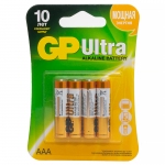 Батарейка GP Ultra AAA (LR03) 24AU алкалиновая, BC4, GP 24AU-2CR4