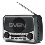 Портативная акустическая система Sven SRP-525, 3W, FM/AM/SW, USB, microSD, фонарь, серый, SV-017156