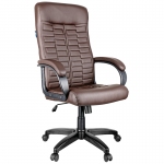 Кресло руководителя Helmi HL-E80 "Ornament", экокожа коричневая, мягкий подлокотник, 279845