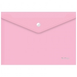 Папка-конверт на кнопке Berlingo "Starlight" А4, 180мкм, прозрачная розовая, индив. ШК, AKk_04112