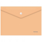 Папка-конверт на кнопке Berlingo "Starlight" А4, 180мкм, прозрачная оранжевая, индив. ШК, AKk_04116