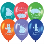 Воздушные шары,  50шт., М12/30см, MESHU "Honey bunny", пастель, ассорти, MS_42103