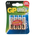 Батарейка GP Ultra Plus AA (LR6) 15AUP алкалиновая, BC4, GP 15AUP-2CR4