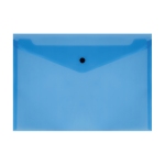 Папка-конверт на кнопке СТАММ А4, 150мкм, пластик, прозрачная, синяя, ММ-32273