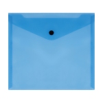 Папка-конверт на кнопке СТАММ А5+, 150мкм, пластик, прозрачная, синяя, ММ-32277