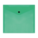 Папка-конверт на кнопке СТАММ А5+, 150мкм, пластик, прозрачная, зеленая, ММ-32278