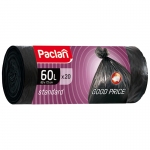 Мешки для мусора  60л Paclan "Standard" ПНД, 60*72см, 7,4мкм, 20шт., черные, в рулоне, 402110/163467/402126
