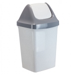 Ведро-контейнер для мусора (урна) Idea "Свинг", 15л, качающаяся крышка, пластик, мраморный, М 2462