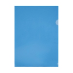 Папка-уголок СТАММ А4, 150мкм, пластик, прозрачная, синяя, ММ-32259