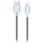 Кабель Smartbuy iK-512NS, USB(AM) - Lightning(M), для Apple, в оплетке, 2A output, 1м, белый, черный, iK-512NS black