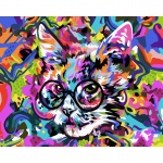 Картина по номерам на холсте ТРИ СОВЫ "Абстрактный кот", 40*50, с акриловыми красками и кистями, КХ_44161