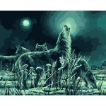 Картина по номерам на холсте ТРИ СОВЫ "Ночная охота", 40*50, с акриловыми красками и кистями, КХ_44164