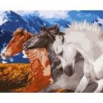Картина по номерам на холсте ТРИ СОВЫ "Тройка коней", 40*50, с акриловыми красками и кистями, КХ_44168