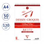 Скетчбук 50л., А4 Clairefontaine "Dessin croquis", на гребне, 120г/м2, 96614C
