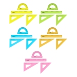Набор чертежный СТАММ, размер S (линейка 16см, 2 треугольника, транспортир), прозрачный, неоновые цвета, ассорти, европодвес, НЧ-30520
