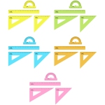 Набор чертежный СТАММ, размер L (линейка 25см, 2 треугольника, транспортир), прозрачный, неоновые цвета, ассорти, европодвес, НЧ-30522