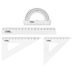 Набор чертежный СТАММ, размер S (линейка 16см, 2 треугольника, транспортир), прозрачный, бесцветный, европодвес, НЧ-30524