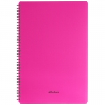 Тетрадь 60л. А4 клетка на гребне OfficeSpace "Neon", пластиковая обложка, розовая, Т60А4спкП_35459