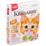 Квиллинг-панно Lori 3D "Рыжий котенок", с рамкой, картонная коробка, Квл-026