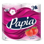 Бумага туалетная Papia "Strawberry Dream", 3-слойная, 4шт., ароматизир., розов. тиснение, белый, 5058577/5064992