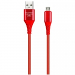 Кабель Smartbuy Gear, USB2.0 (A) - microUSB (B), в резиновой оплетке, 2A output, 1м, красный, iK-12ERGbox red